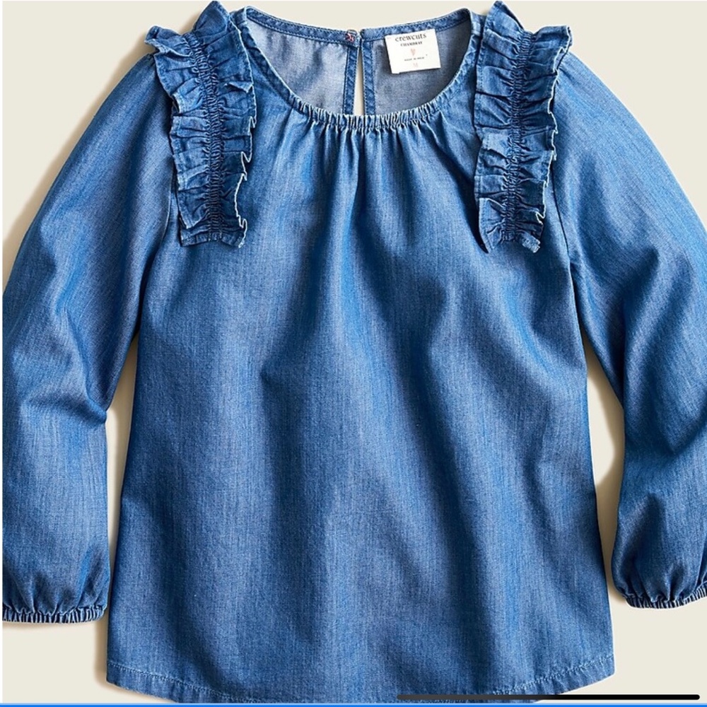 J.Crew (size L) Chambray ruffle top Girls Shirt